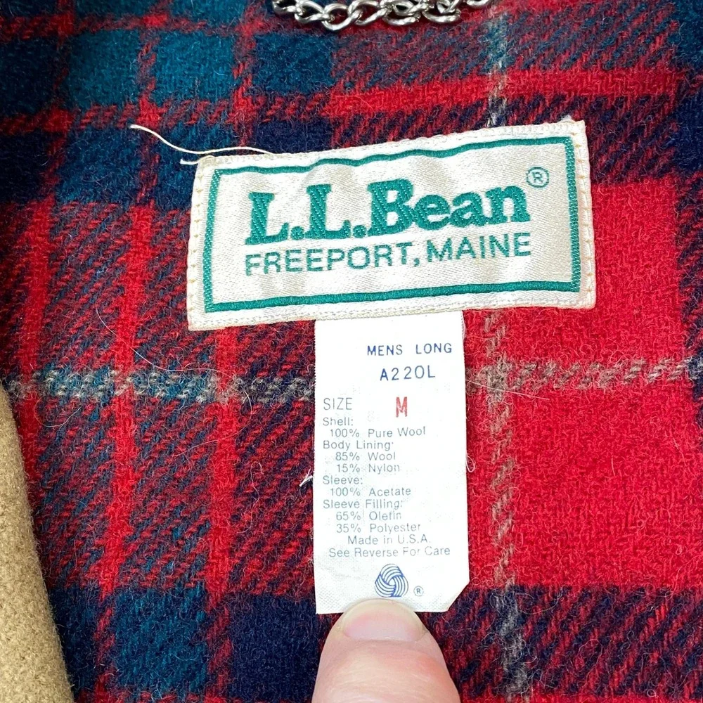 LL Bean Bomber Jacket Mens M Vintage Wool Plaid Lined Tan Heritage Made USA - Picture 3 of 12